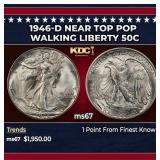 1946-d Walking Liberty Half Dollar Near Top Pop 50