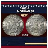 1887-p Morgan Dollar $1 Grades ms62
