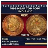 1899 Indian Cent Near Top Pop! 1c ms67 rd SEGS