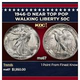 1946-d Walking Liberty Half Dollar Near Top Pop 50