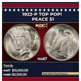 1922-p Peace Dollar TOP POP! $1 ms67 SEGS