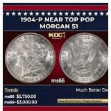 1904-p Morgan Dollar Near Top Pop $1 ms66 SEGS