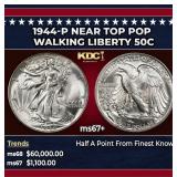 1944-p Walking Liberty Half Dollar Near Top Pop 50