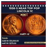 1938-s Lincoln Cent Near Top Pop 1c ms67+ rd SEGS