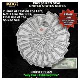 15x 1963 $5 Red Seal United States Note Grades VF/