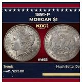 1891-p Morgan Dollar $1 Grades ms63