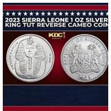 2023 Sierra Leone 1 oz Silver King Tut Reverse Cam