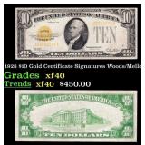 1928 $10 Gold Certificate Signatures Woods/Mellon