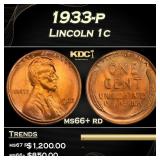1933-p Lincoln Cent 1c ms66+ rd SEGS