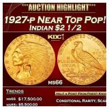 1927-p Gold Indian Quarter Eagle Near Top Pop! $2