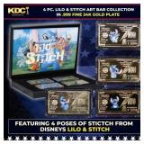 4 PC. Disney Lilo & Stitch Gold Plated Art Bar Col