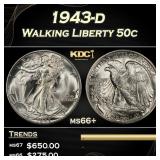 1943-d Walking Liberty Half Dollar 50c ms66+ SEGS