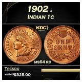 1902 Indian Cent . 1c Grades ms64 rd