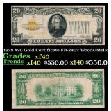 1928 $20 Gold Certificate FR-2402 Woods/Mellon Gra