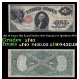1917 $1 Large Size Legal Tender Note Grades xf Sig