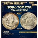 1959-d Franklin Half Dollar TOP POP! 50c ms67 SEGS