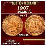 1907 Indian Cent . 1c ms66 rd SEGS