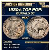 1930-s Buffalo Nickel TOP POP! 5c ms67+ SEGS