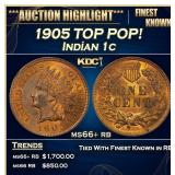 1905 Indian Cent TOP POP! 1c ms66+ rb SEGS