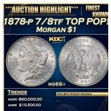 1878-p 7/8tf Morgan Dollar TOP POP! $1 ms66+ SEGS