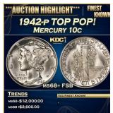 1942-p Mercury Dime TOP POP! 10c ms68+ FSB SEGS