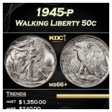 1945-p Walking Liberty Half Dollar 50c ms66+ SEGS