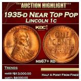 1935-d Lincoln Cent Near Top Pop 1c ms67+ rd SEGS