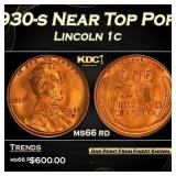1930-s Lincoln Cent Near Top Pop! 1c Grades ms66 r