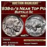 1938-d/s Buffalo Nickel Near Top Pop 5c ms67+ SEGS