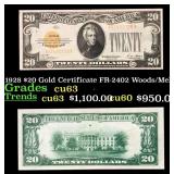 1928 $20 Gold Certificate FR-2402 Woods/Mellon Gra