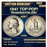 1941 Proof Washington Quarter TOP POP! 25c pr68+ S