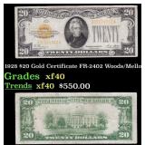 1928 $20 Gold Certificate FR-2402 Woods/Mellon Gra