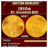 1910-s Gold St. Gaudens Double Eagle $20 ms66+ SEG