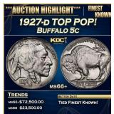 1927-d Buffalo Nickel TOP POP! 5c ms66+ SEGS
