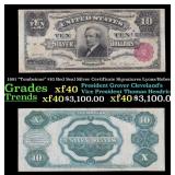 1891 $10 Red Seal Silver Certificate "Tombstone" G
