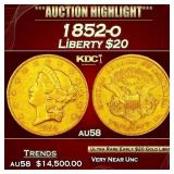 1852-o Gold Liberty Double Eagle $20 au58 SEGS