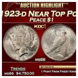 1923-d Peace Dollar Near Top Pop $1 ms66 SEGS