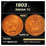 1903 Indian Cent . 1c Grades ms65 rd