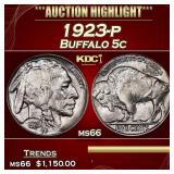 1923-p Buffalo Nickel 5c ms66 SEGS