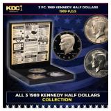 Complete 3 PC. 1989 Kennedy Half Dollar 50c set In