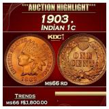 1903 Indian Cent . 1c ms66 rd SEGS