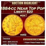 1884-cc Gold Liberty Double Eagle Near Top Pop! $2