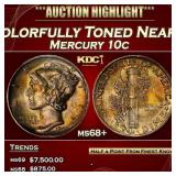 1945-s Mercury Dime Colorfully Toned Near Top Pop
