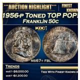 1956-p Franklin Half Dollar Toned TOP POP! 50c ms6