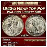 1942-d Walking Liberty Half Dollar Near Top Pop 50