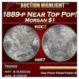 1889-p Morgan Dollar Near Top Pop! $1 ms67 SEGS
