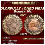 1892-p Barber Dime Colorfully Toned Near Top Pop 1