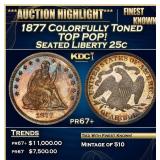 1877 Proof Seated Liberty Quarter Colorfully Toned