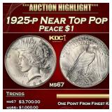 1925-p Peace Dollar Near Top Pop $1 ms67 SEGS