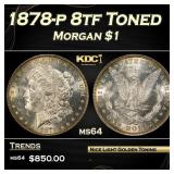 1878-p 8tf Morgan Dollar Toned $1 Grades ms64